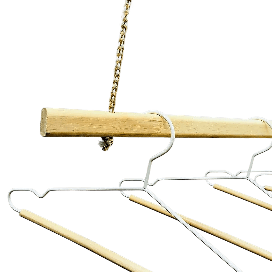 Wooden Bracket Shelf With Hanging Rope/Timber Clothes Rack ( With Complementary Coaster ) By Miza - Ouch Cart