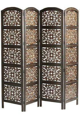 Wooden Partitions - Wood Room Divider Partition for Living Room 4 Panels - Room Separators Screen Panel for Home & Kitchen to be Placed in Zig-Zag - Ouch Cart