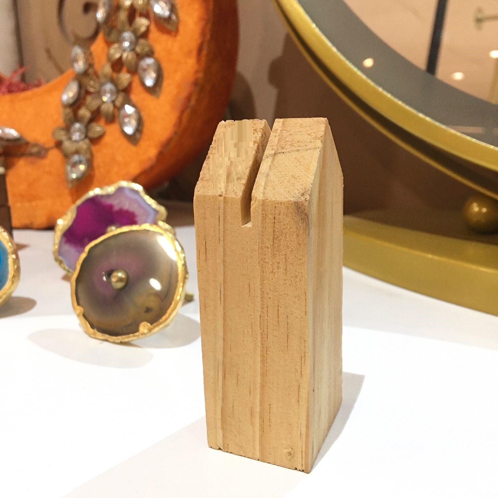 Wood Photo Stands/Place Card Holder/Little Wood House Desk Accessory Set Of 2 By Miza - Ouch Cart