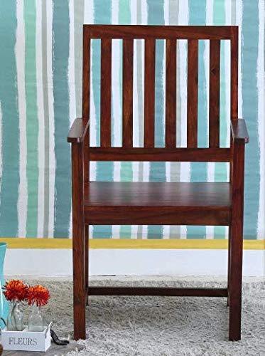 Handmade Pure Sheesham Wood Standard Size Study Arm Chair in Honey Finishing - Ouch Cart