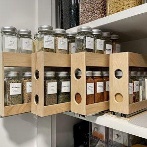 Sliding Kitchen Wooden Spice/Condiment Rack One Slide With 28 Bottles ( With Complementary Coaster ) By Miza - Ouch Cart