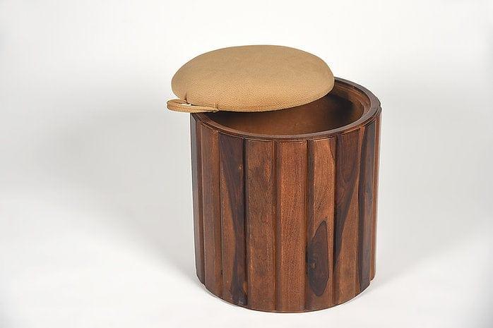 Sheesham Wood Mihira Storage Ottoman - Ouch Cart