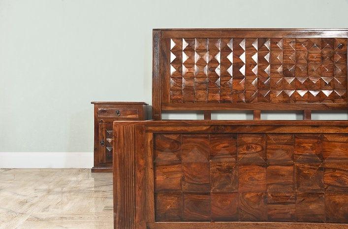 Sheesham Wood Padmavati King Bed - Ouch Cart