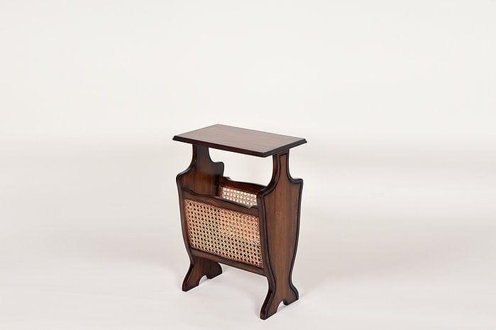 Teak Wood Gayesha Table Cum Magazine Holder - Ouch Cart