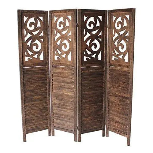 Wood Room Divider Partitions for Living Room 4 Panels - Style Room Separators Screen Panel for Kitchen Wooden Partition Room Divider - Ouch Cart