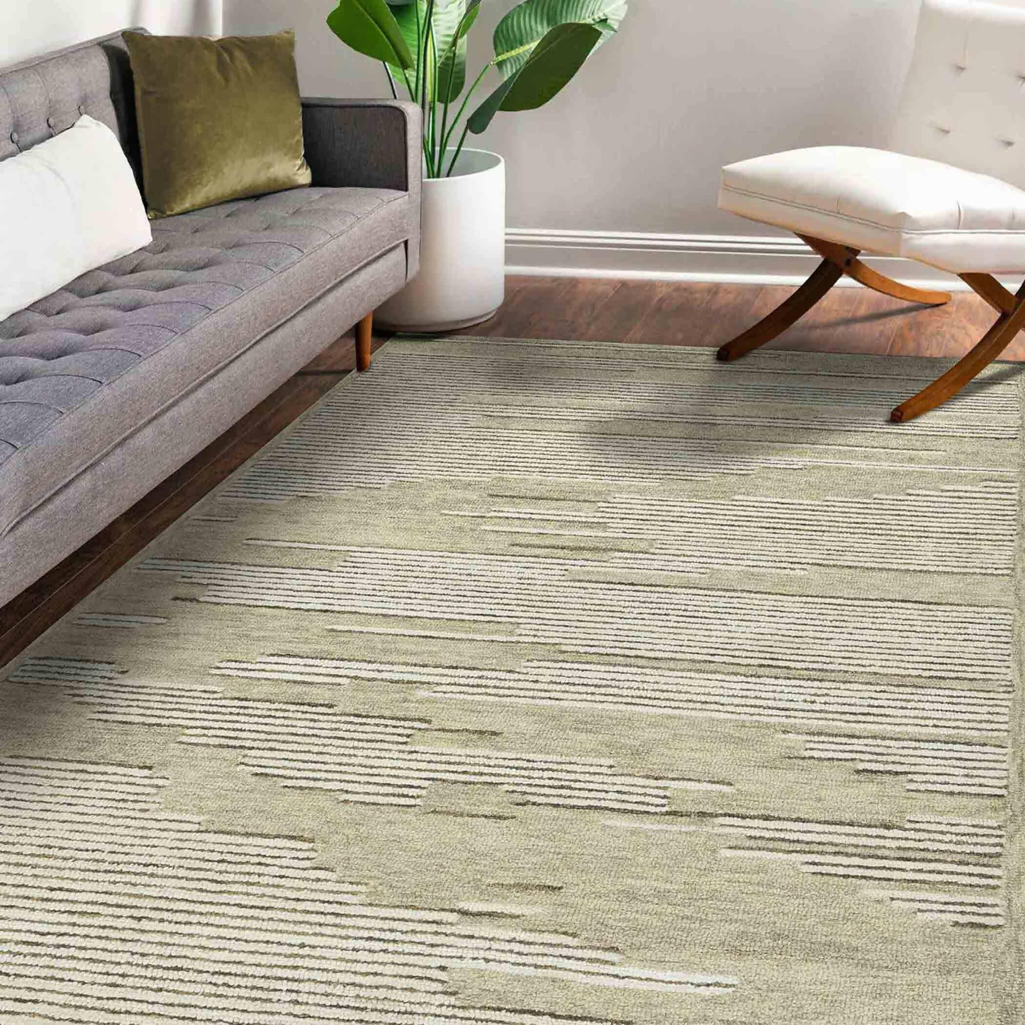 Ivory Wool Chicago 5x8 Feet Hand-Tufted Carpet Rug - Ouch Cart