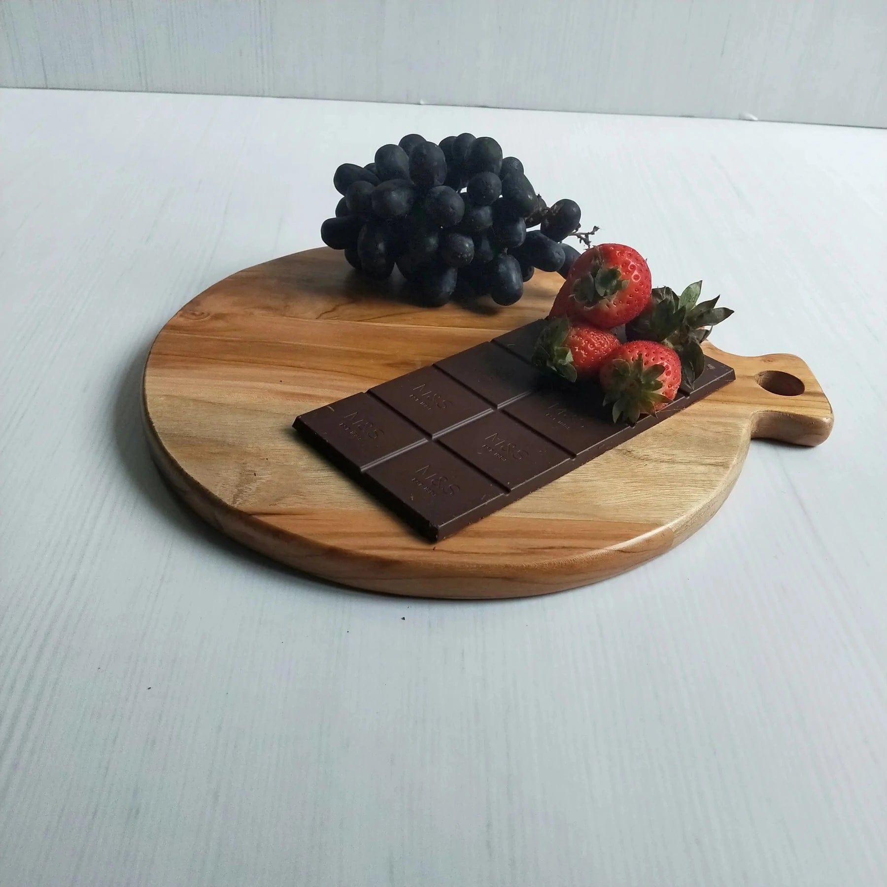 TEAK WOOD ROUND CHOPPING BOARD II WOODEN CUTTING BOARD - Ouch Cart