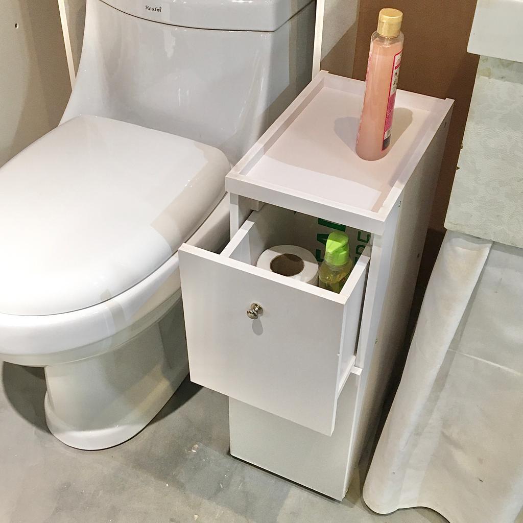 Waterproof PVC Bathroom WC Side Storage Cabinet Racks With Drawer By With Free Soap Dish Miza - Ouch Cart
