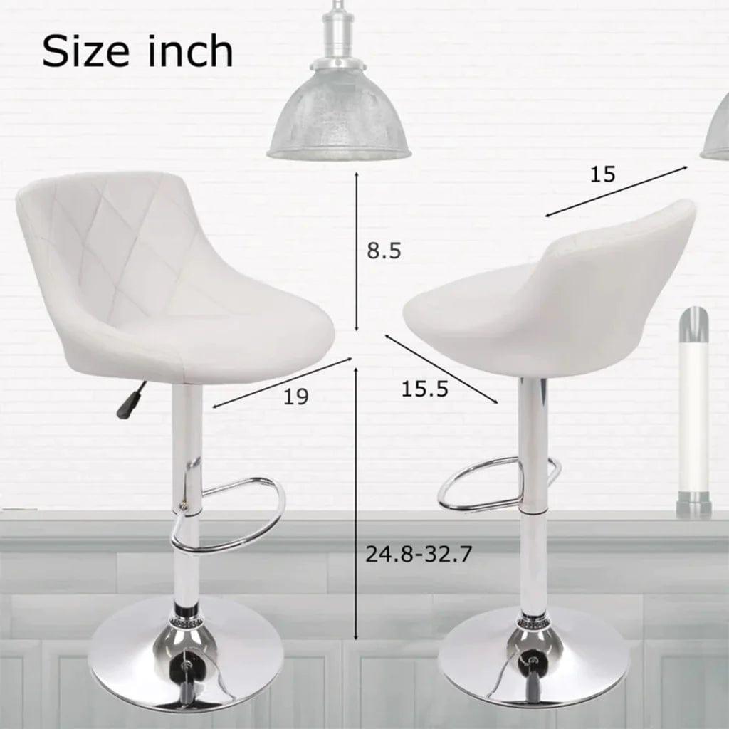 Easy Back Rest White Comfy Leatherette Bar Stool / Long Chair Set of 2 - Ouch Cart