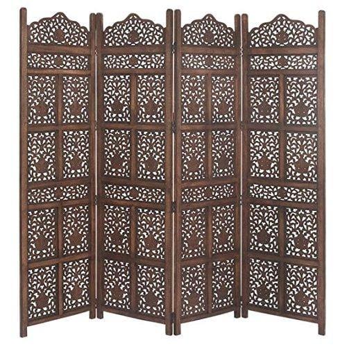 Wooden Partitions 4 Panels Room Divider for Home and Kitchen Wall - Ouch Cart