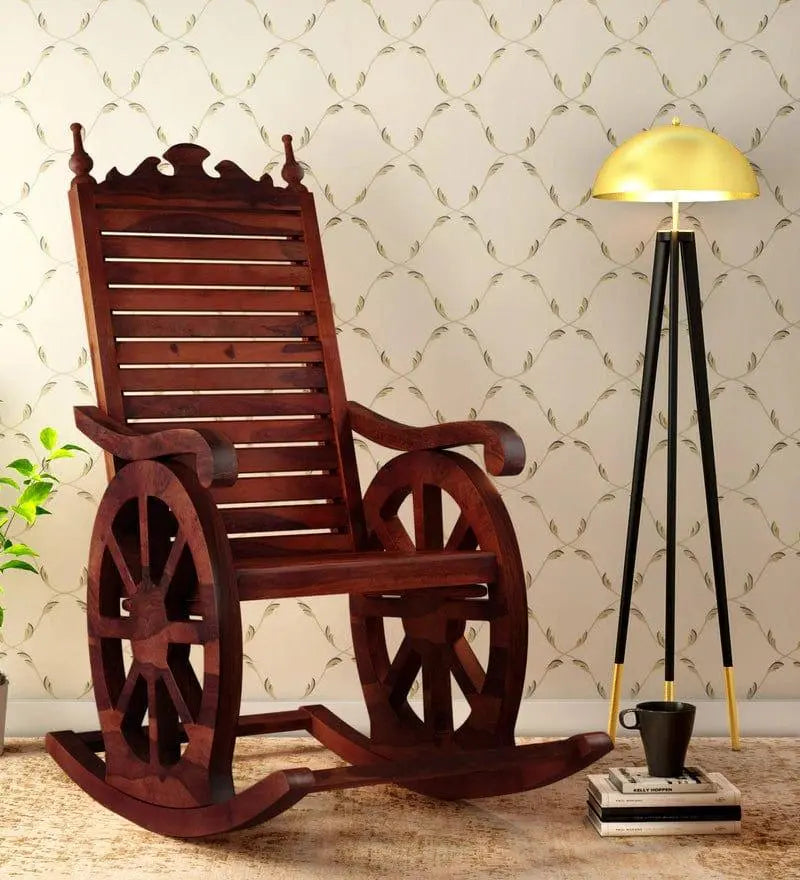 Harold Solid Wood Rocking Chair In Honey Oak Finish - Ouch Cart