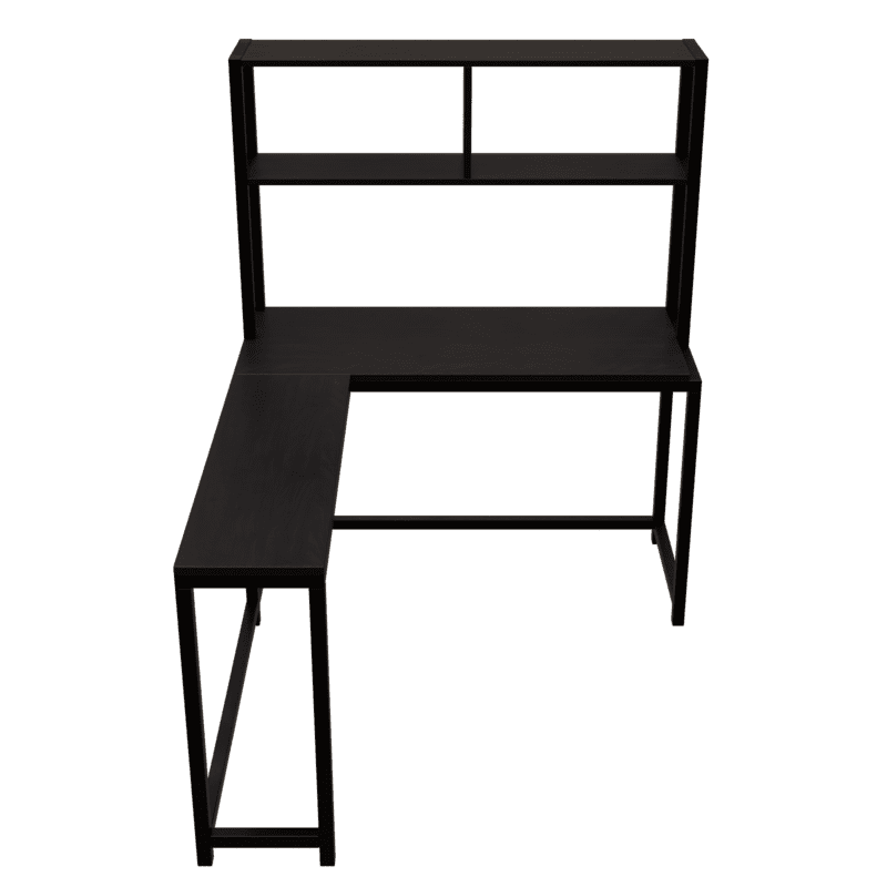 Hutch Corner L Shaped Study with Table Storage Design in Brown Color in - Ouch Cart