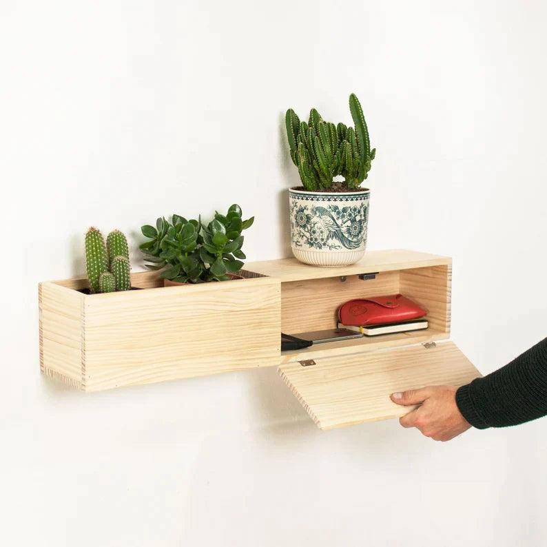 Wooden Wall Floating Modern Shelf/Wall Mounted Planter Shelf Storage ( With Complementary Coaster ) By Miza - Ouch Cart