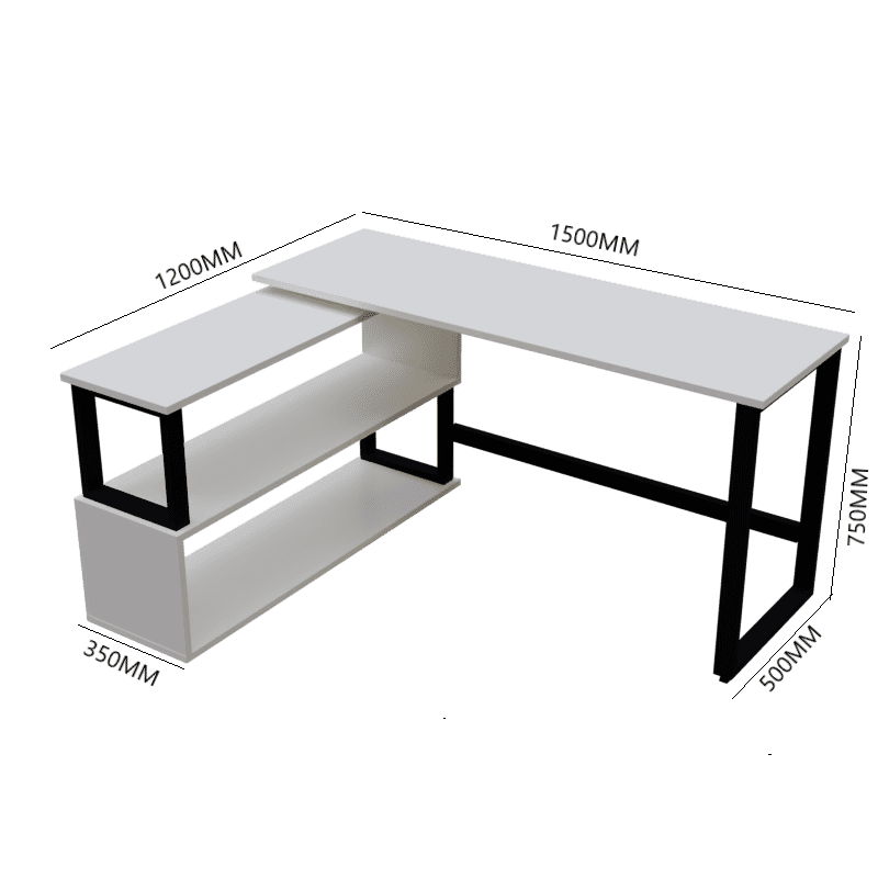 L Shaped Executive Desk with Storage Design in Black & White Color - Ouch Cart