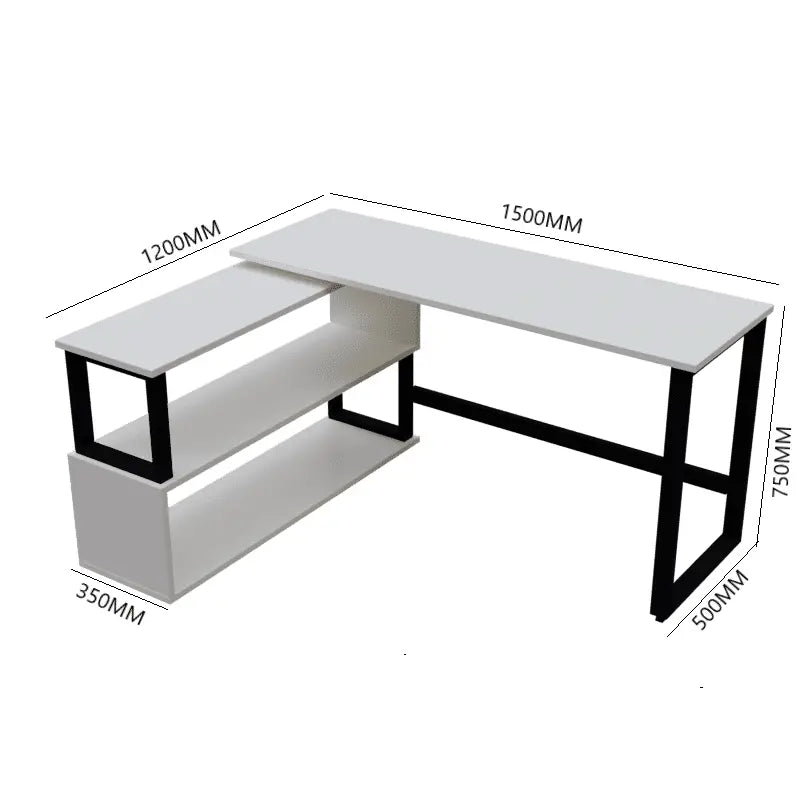 L Shaped Executive Desk with Storage Design in Black & White Color - Ouch Cart