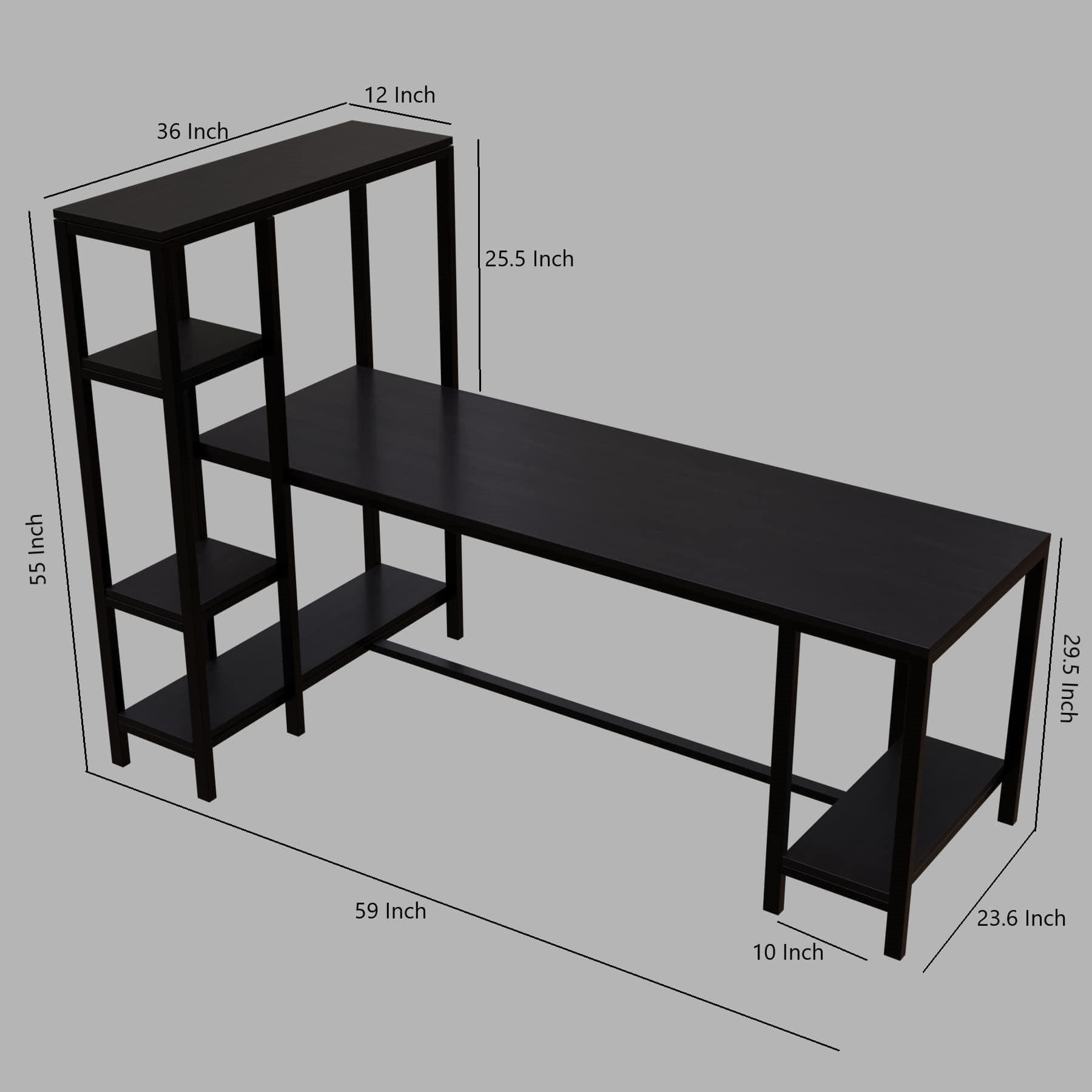 Mallium Study Table with Storage Design in Brown Finish - Ouch Cart
