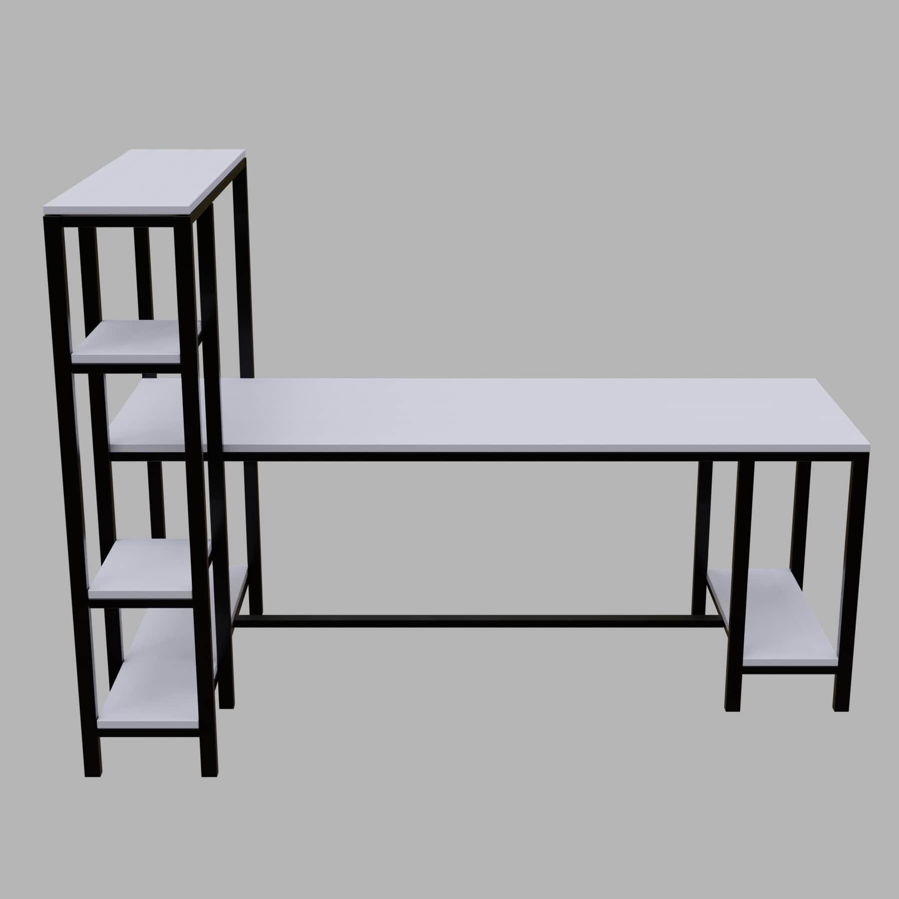 Mallium Study Table with Storage Design in White Finish - Ouch Cart