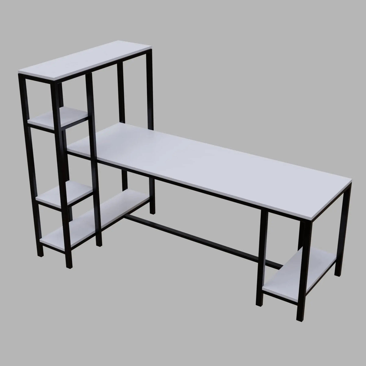 Gaming desk with multiple open shelves have additional space for CPU unit perfect for home office furniture