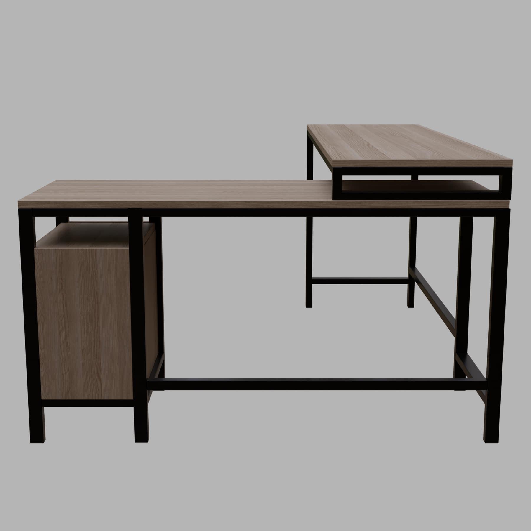 Maru l shaped Executive Desk with storage Design in wenge finish - Ouch Cart