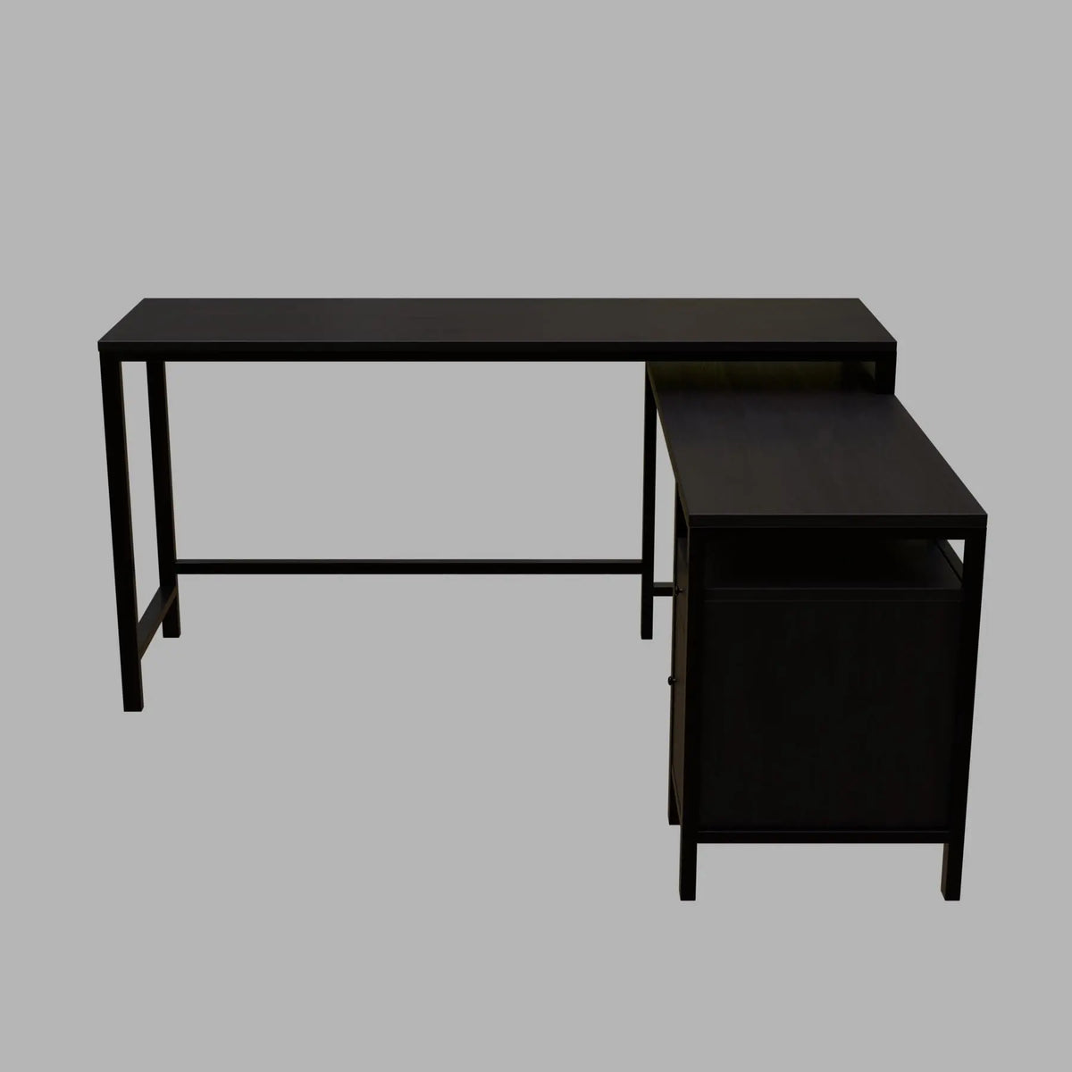 Maru l shaped Office Table with Storage Design in brown finish - Ouch Cart