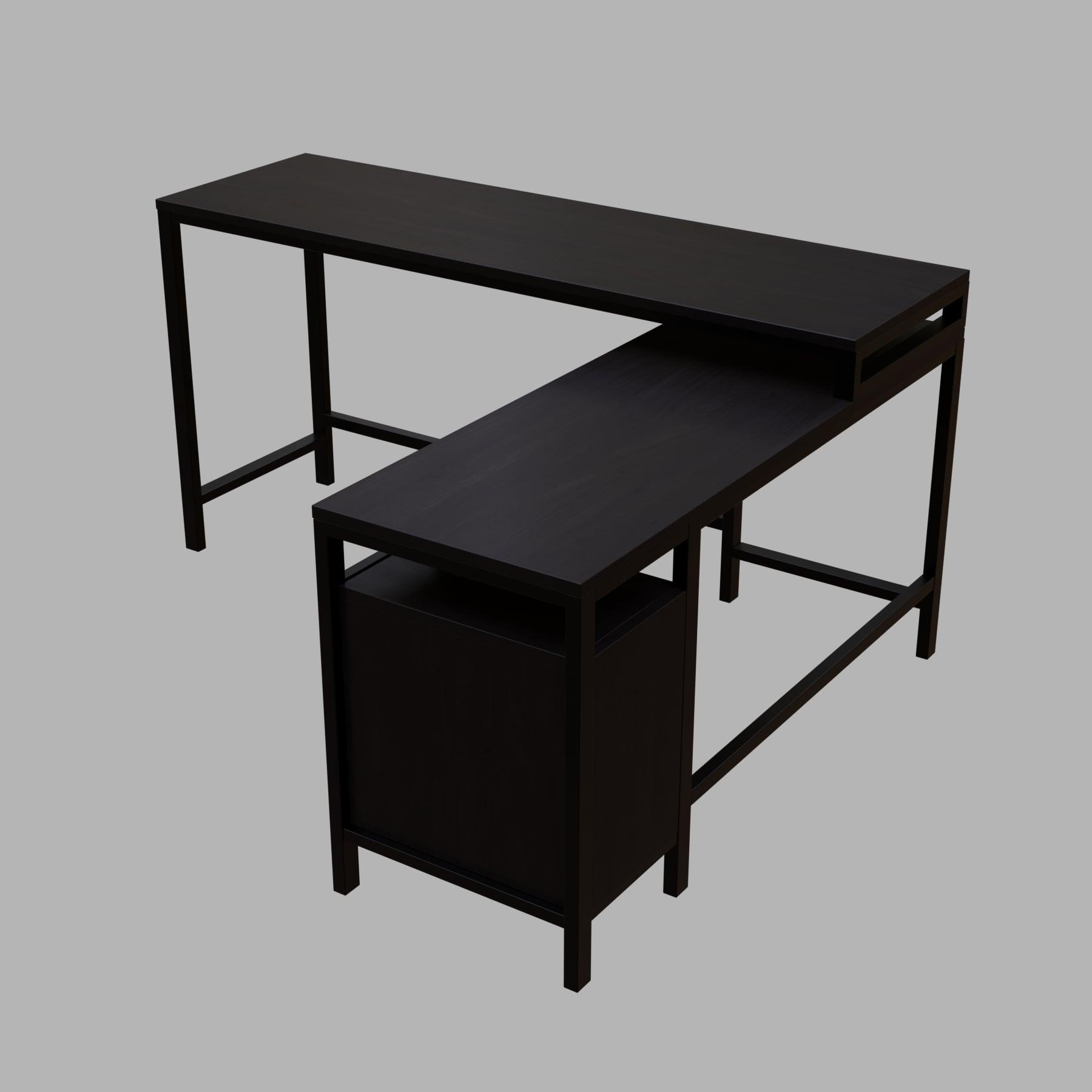 Maru l shaped Office Table with Storage Design in brown finish - Ouch Cart