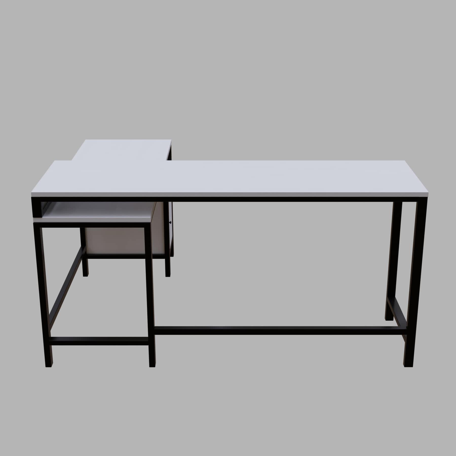 Maru l shaped Executive Desk with storage Design in white finish - Ouch Cart