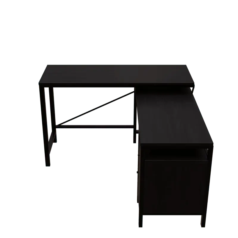 Maru l shaped Office Table with Storage Design in brown finish - Ouch Cart