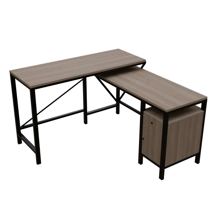 Maru l shaped Executive Desk with storage Design in wenge finish - Ouch Cart