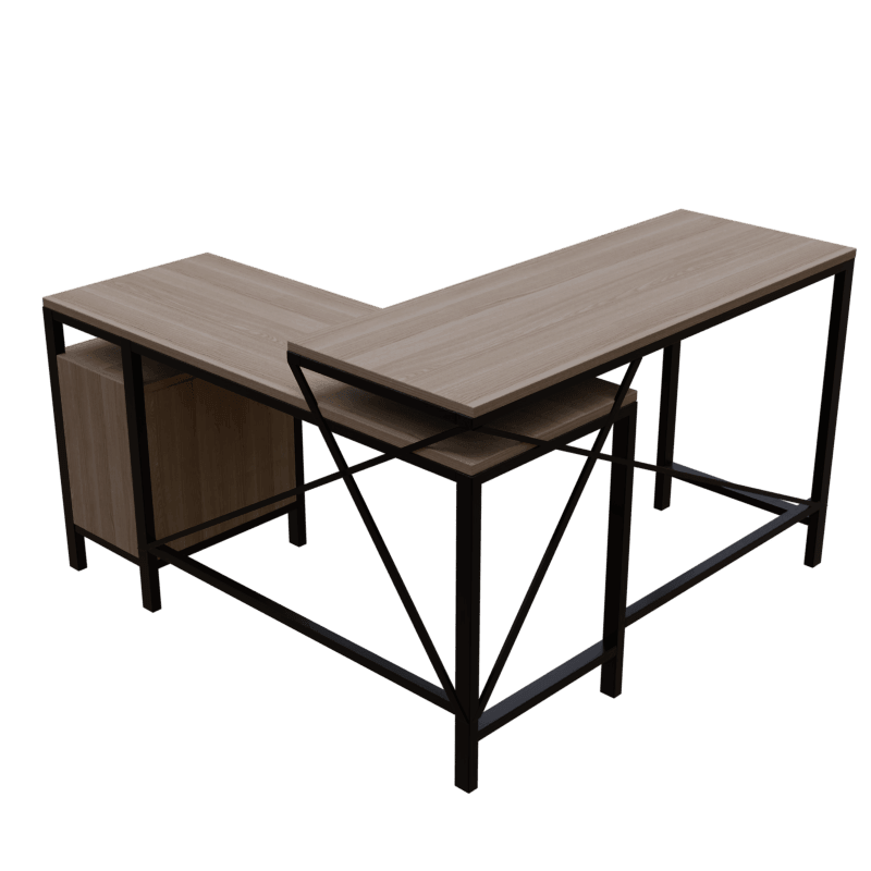 Maru l shaped Executive Desk with storage Design in wenge finish - Ouch Cart