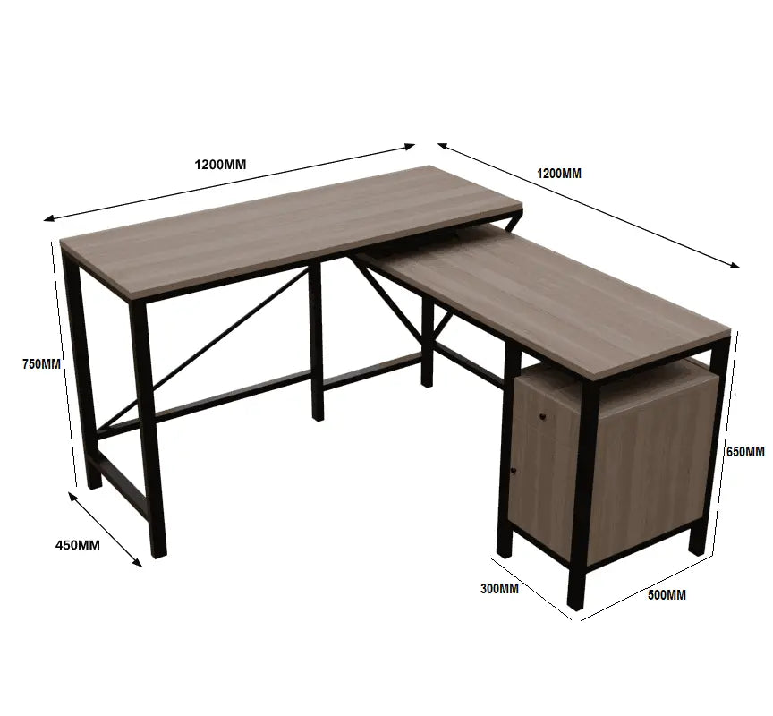 Maru l shaped Executive Desk with storage Design in wenge finish - Ouch Cart