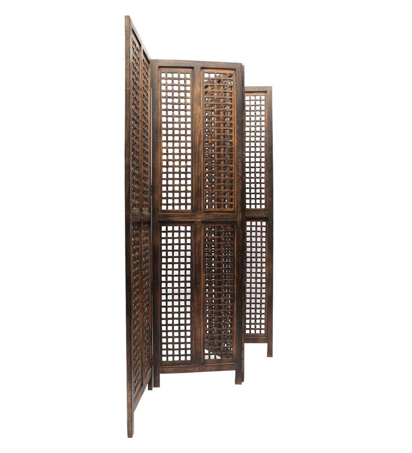 Wooden Partitions Wood Room Divider Partition for Living Room 4 Panels - Room Separators Screen Panel for Home & Kitchen to be Placed in Zig-Zag - Ouch Cart