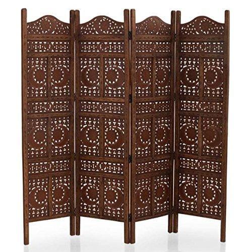Wood Room Divider Partitions for Living Room 4 Panels - Room Separators Screen Panels Wooden Partition Room Dividers for Home & Kitchen Office - Ouch Cart