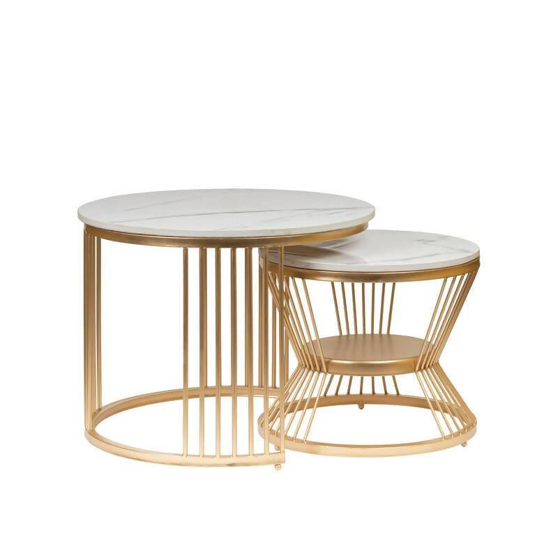 Specification: Large Table Height:- 18″ inch Marble Diameter Big :- 23″ inch Small TableHeight:- 16″ inch Marble Diameter Small:- 18″ inch Table Top :- Marble Delivery Condition – Ready to Use Table Top :- Marble Weight:- 30 kg - Ouch Cart