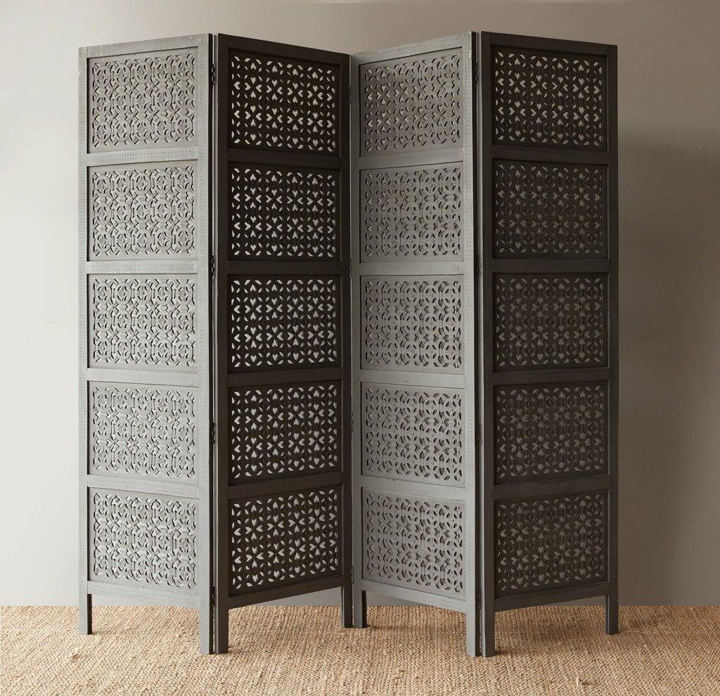 Wooden Partitions Wood Room Divider 4 Panels Dividers - Ouch Cart