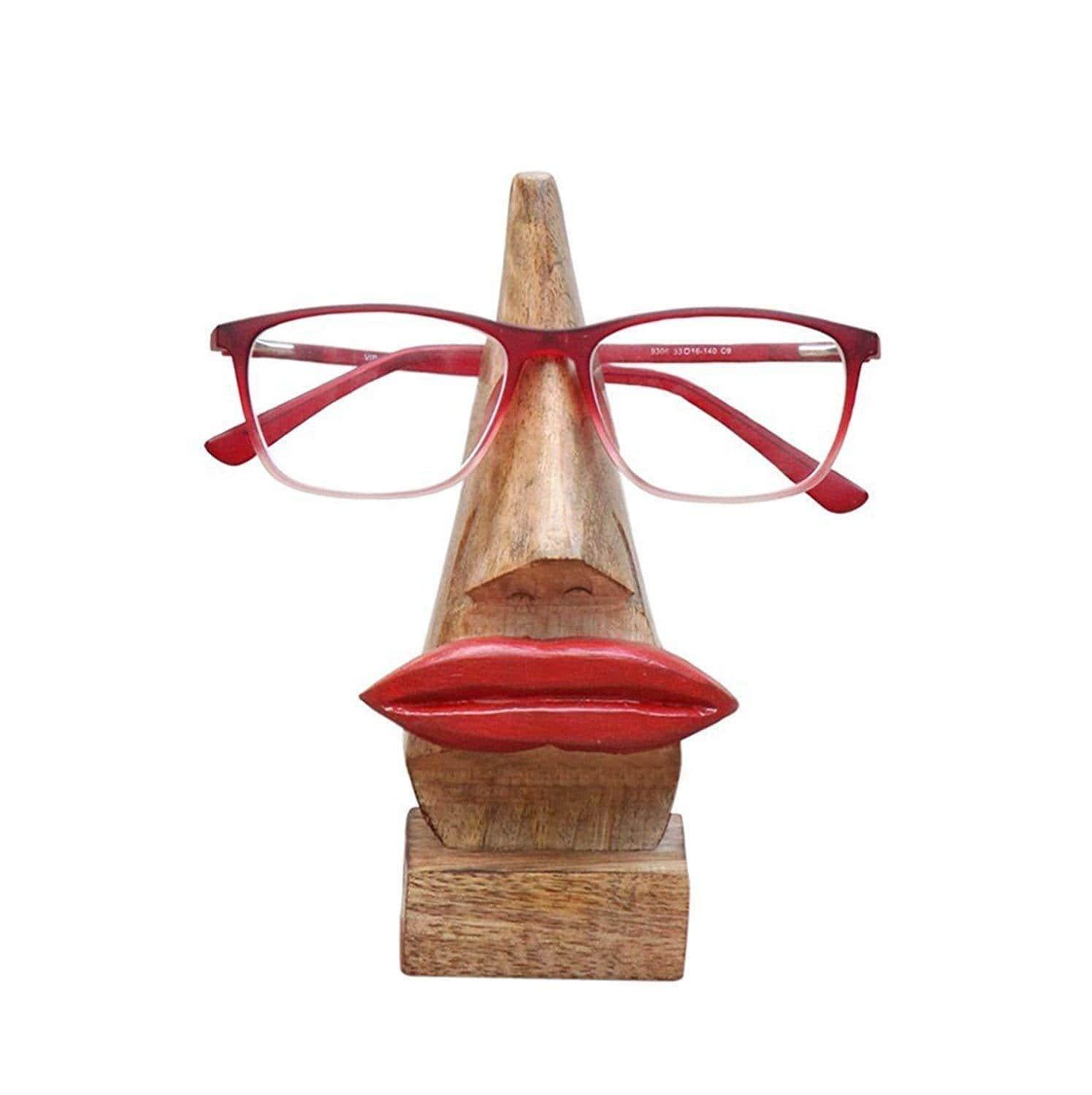 Wooden Nose Shaped Eyeglass Spectacle Holder - Ouch Cart