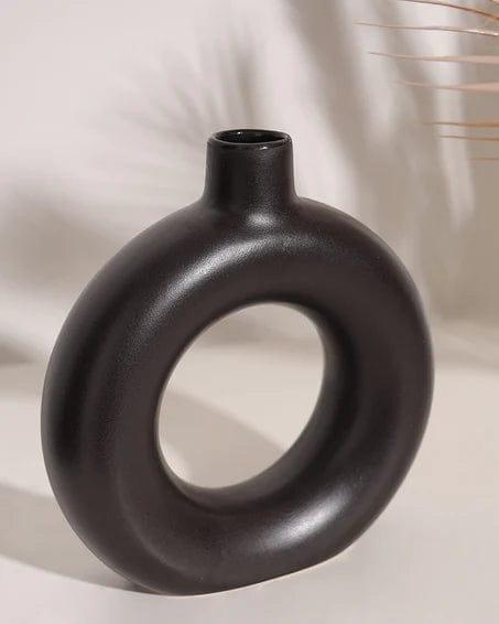 Black Pipe Shape Ceramic Pot Planter For Indoor, Home Decor- Big Pot (Pack of 1) - Ouch Cart