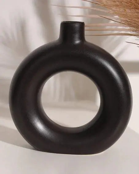 Black Pipe Shape Ceramic Pot Planter For Indoor, Home Decor- Big Pot (Pack of 1) - Ouch Cart