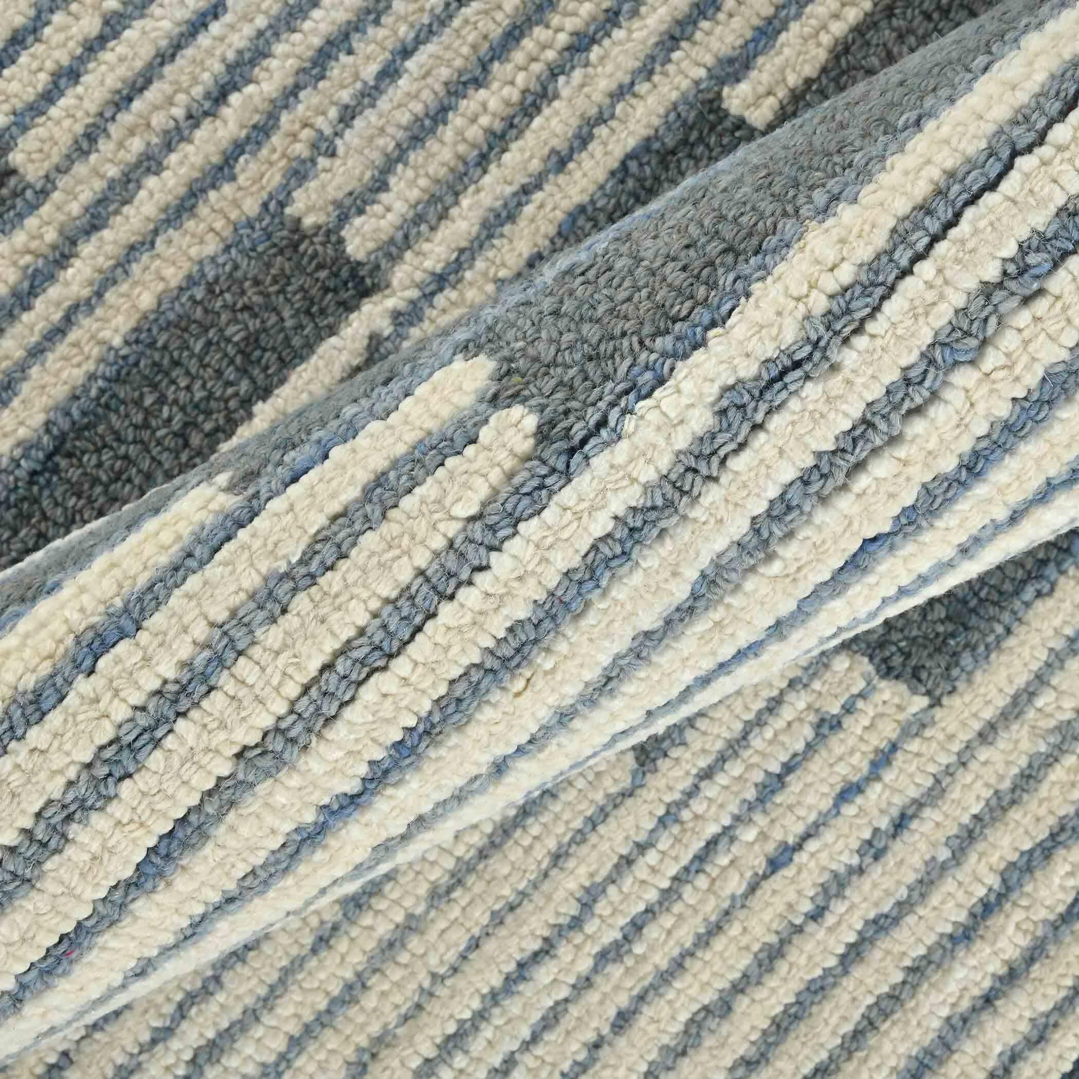 Blue Wool Chicago 8x10 Feet Hand-Tufted Carpet Rug - Ouch Cart