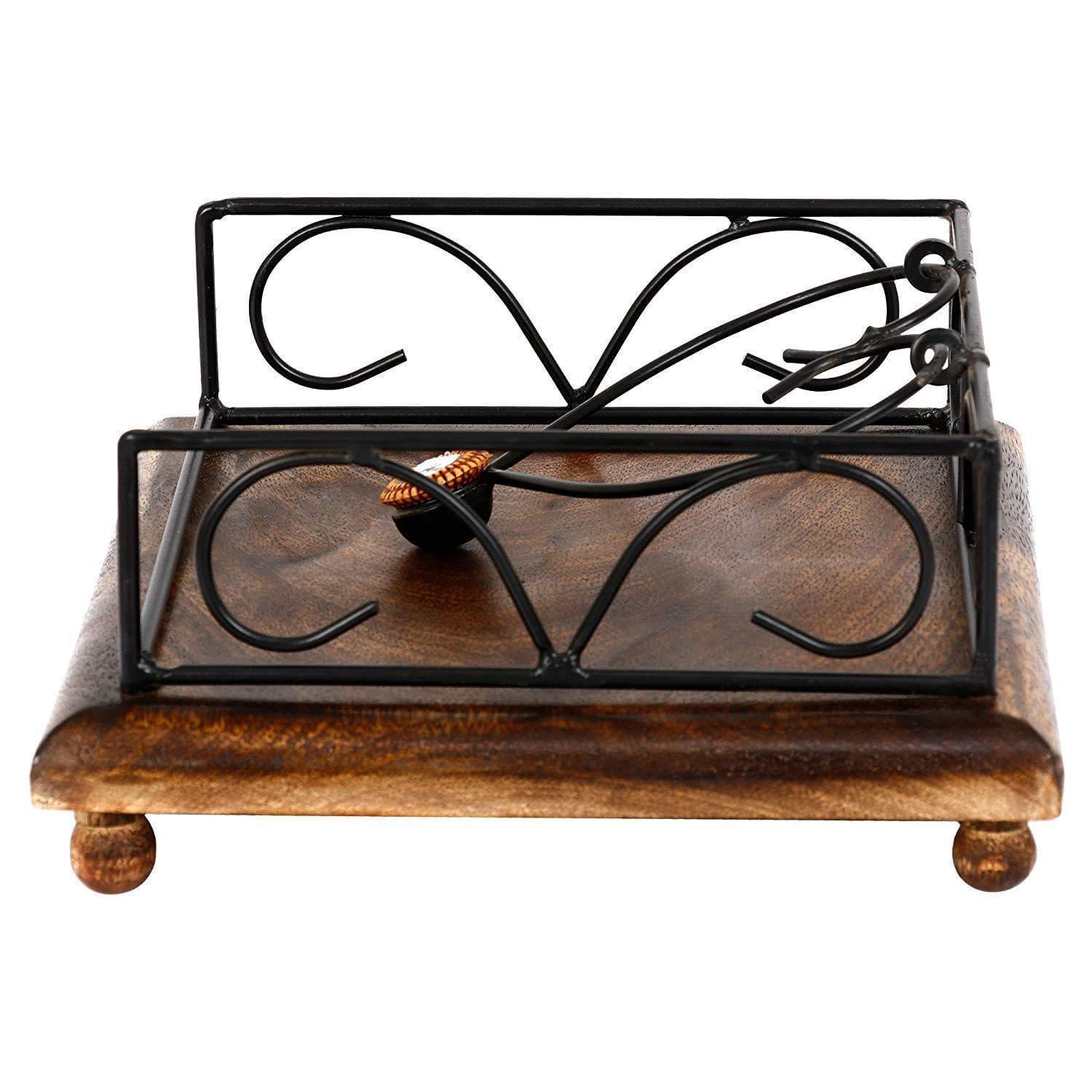 Metal and Wood Paper Napkin Holder - Ouch Cart