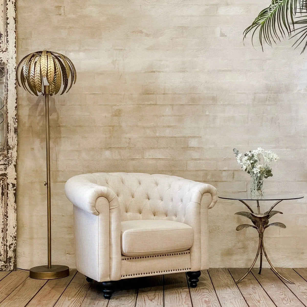 CHARLES ARMCHAIR CREAM WITH BLACK LEGS - Ouch Cart