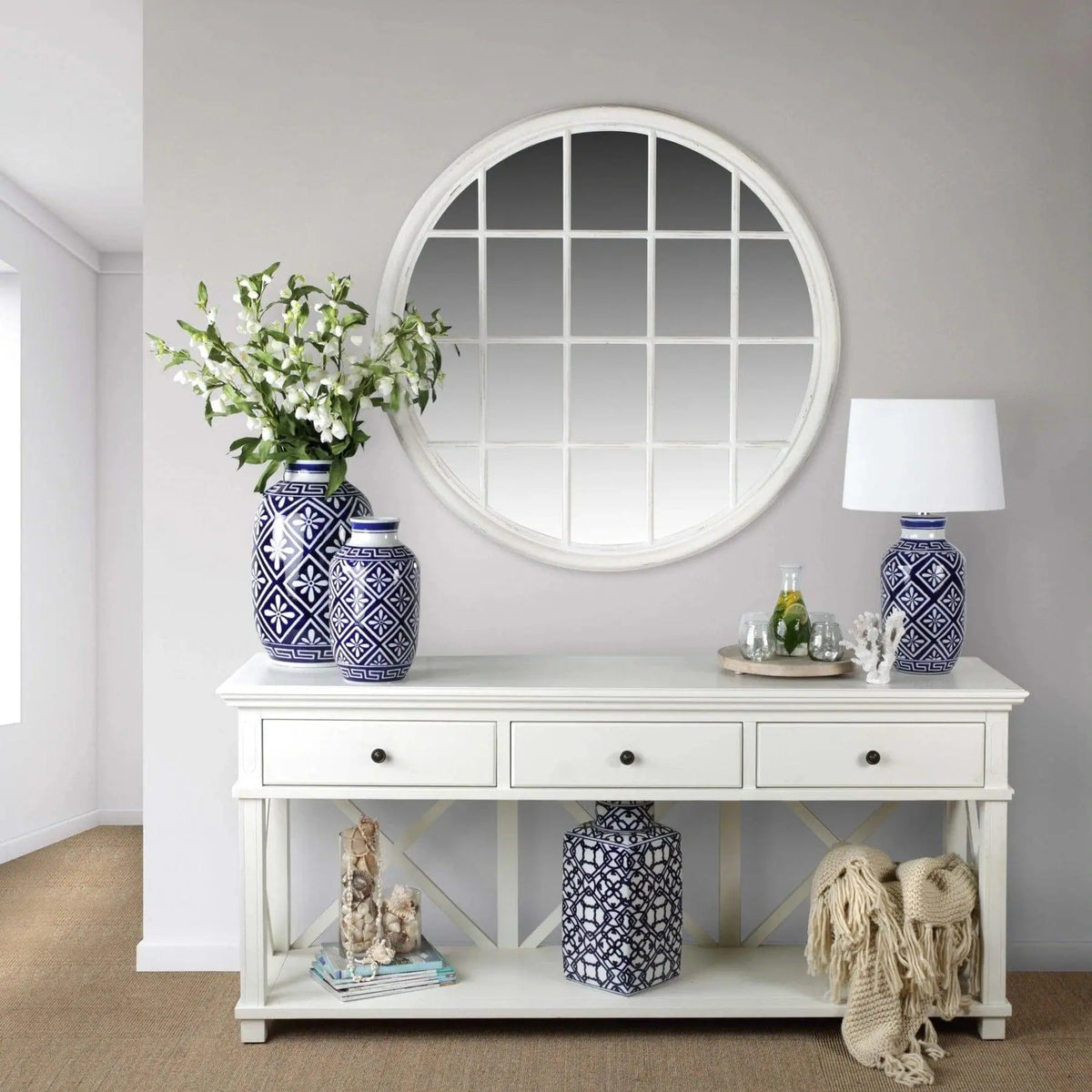 SORRENTO WHITE 3 DRAWER CONSOLE TABLE - Ouch Cart