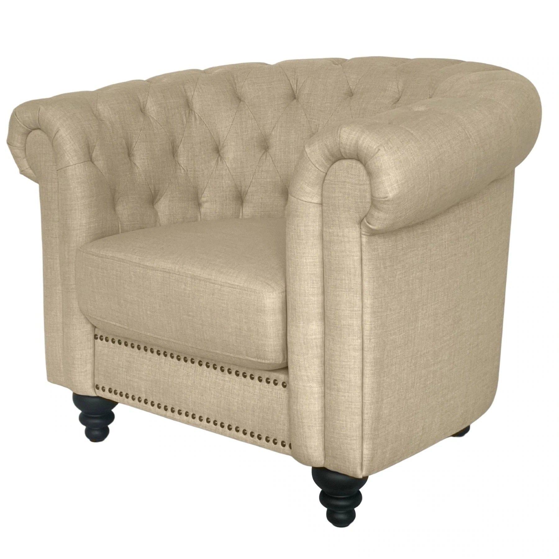 CHARLES ARMCHAIR CREAM WITH BLACK LEGS - Ouch Cart