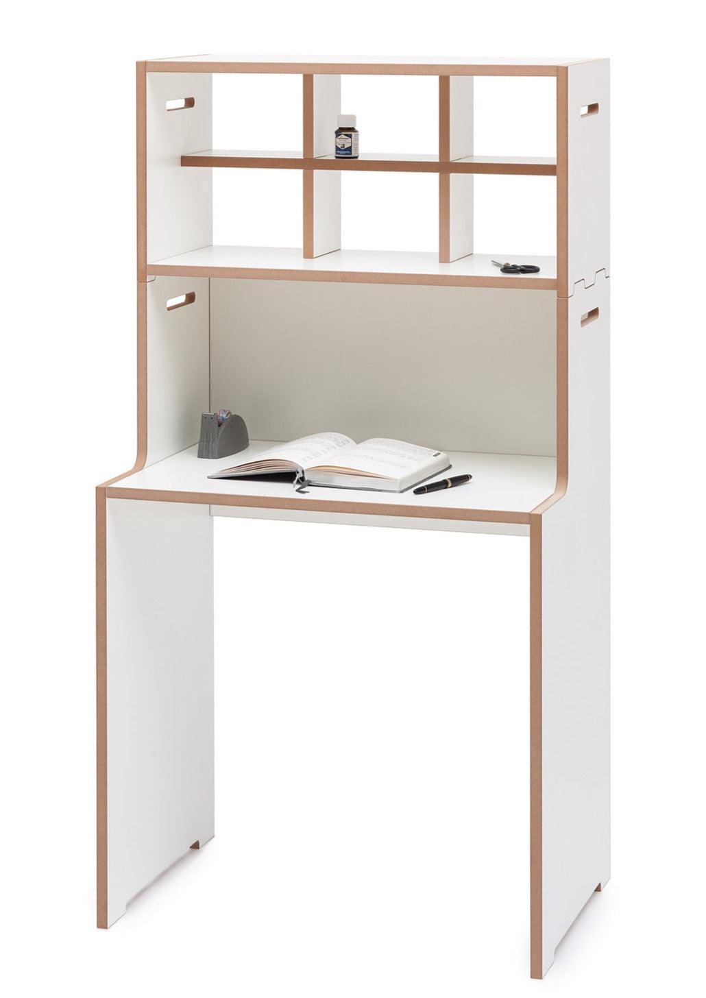 Modern Adjustable Wooden Study Table With Shelves By Miza - Ouch Cart