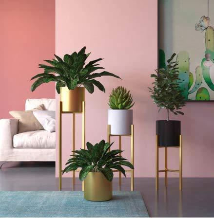 Plant Stand | 3 pcs Modern Planters for Indoor Plants | Metal Floor Planter Set with Foldable Stand (Pack of 3) - Ouch Cart