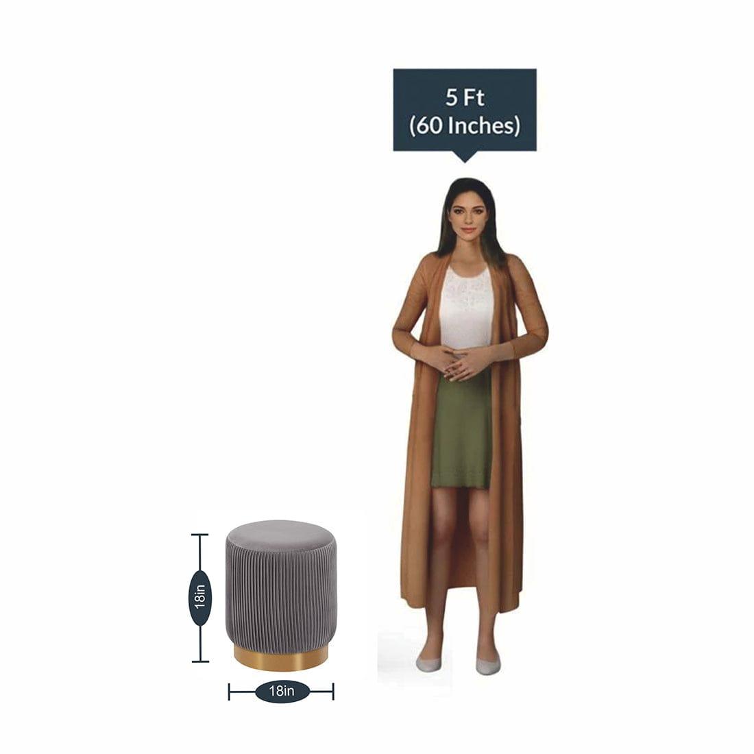 DOE BUCK ROUND VELVET GOLD OTTAMAN/POUFEE IN GREY - Ouch Cart