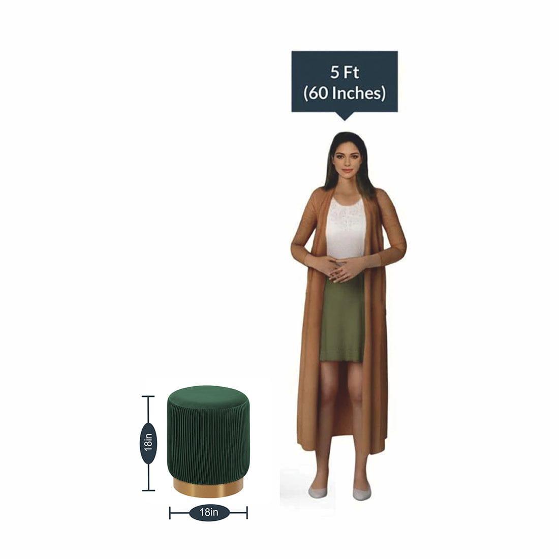 DOE BUCK ROUND VELVET GOLD OTTAMAN/POUFEE IN GREEN - Ouch Cart