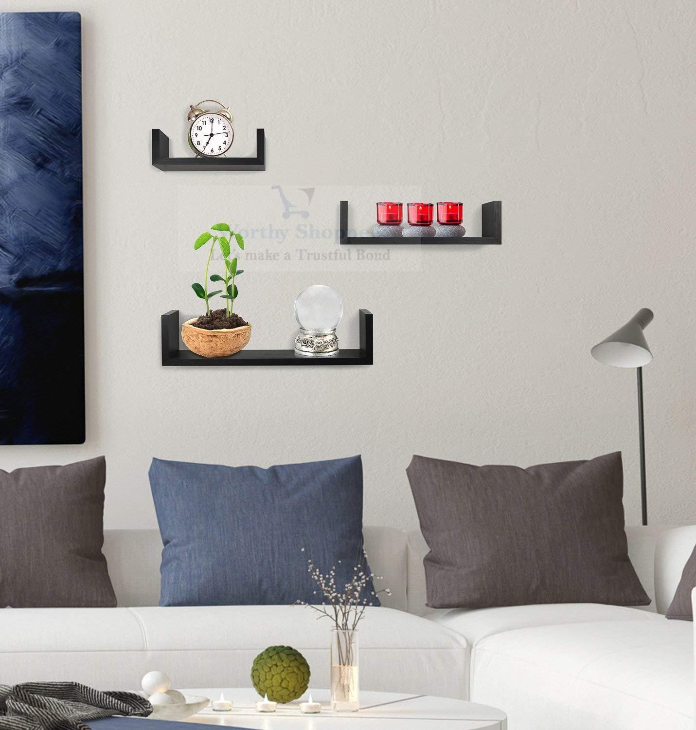 Wall Decor Set of 3 Floating U Shelves U Rack - Ouch Cart