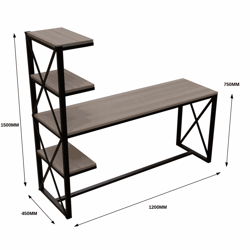 Valor Study Table with Shelves in Wenge Color - Ouch Cart