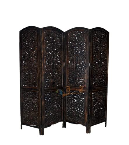 4 panel Wooden Partition | Room dividers | Wooden Room Separators for Living Area - Ouch Cart