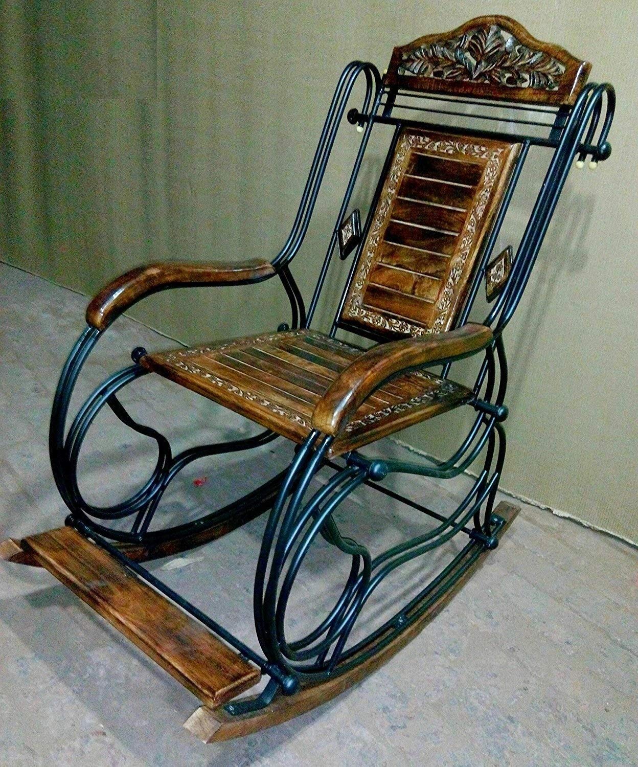 Beautiful  Wooden And Iron Rocking Chair